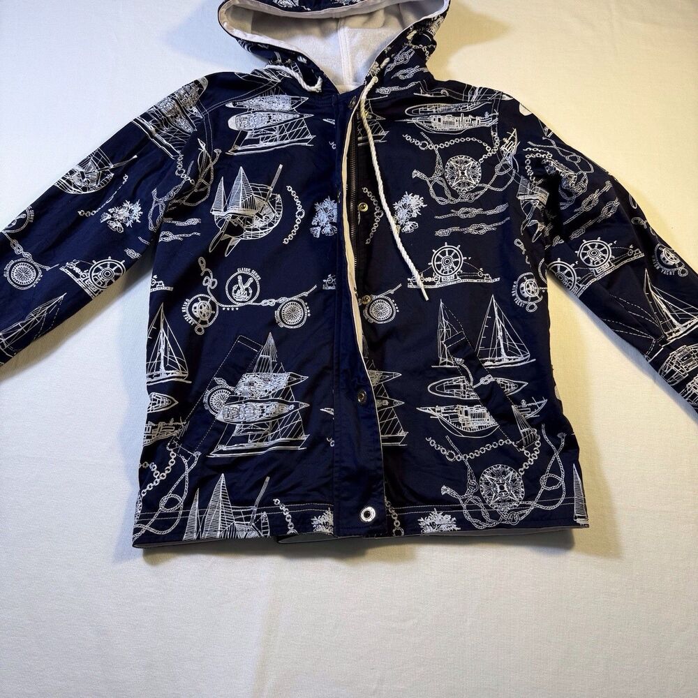 Mureli Small‎ Navy Blue Nautical Yachting Sailing Jacket Hooded Boat Design